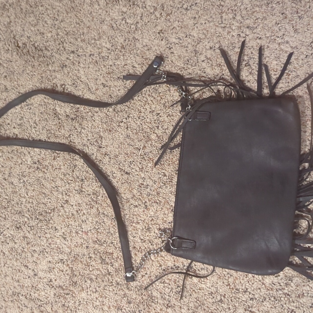 Fringe Black Faux Leather Crossbody Bag - Picture 16 of 16